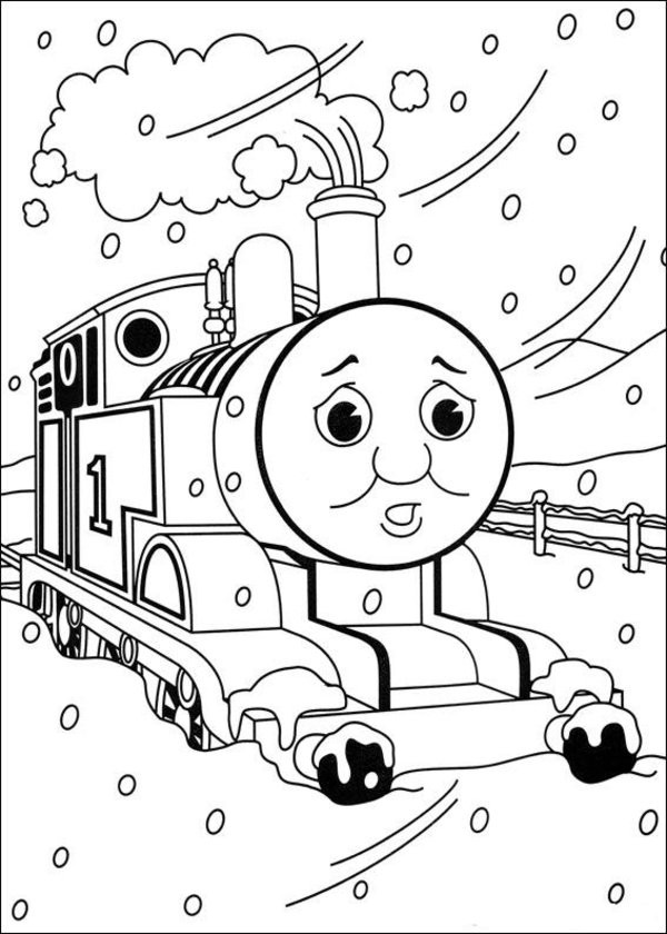 Pociąg Tomek podczas zimy