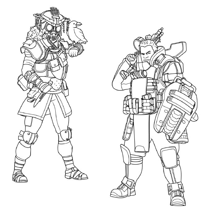 Futurystyczna Kolorowanka: Bloodhound i Gibraltar z Apex Legends