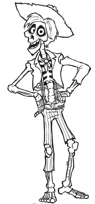 Kolorowanka Szkieleton z Kapeluszem - Kreatywna Zabawa dla Dzieci