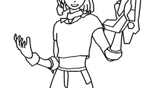 Kolorowanka z Bohaterką z Mieczem - Odkryj Kreatywność i Relaks