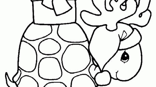 Kolorowanka z Żółwiem i Prezentem - Pobierz i Drukuj