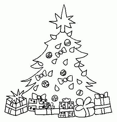 Kolorowanka Choinka z Prezentami - Świąteczne Rysunki do Druku