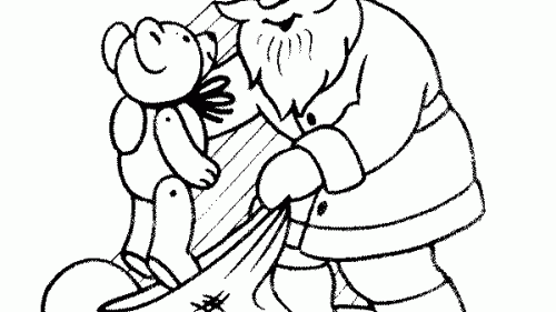 Kolorowanka Świąteczna: Święty Mikołaj z Pluszowym Misiem