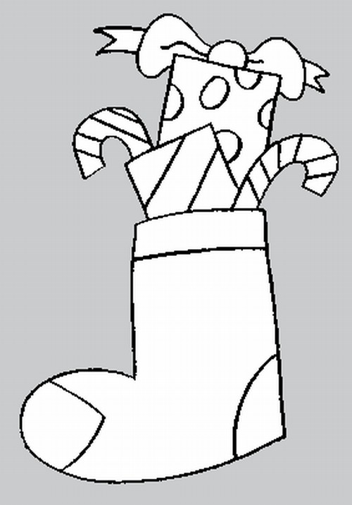 Świąteczna Kolorowanka Online: Skarpeta z Prezentami do Wydruku