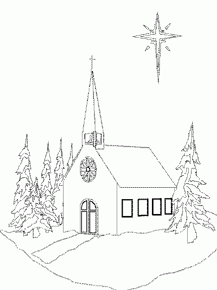 Magiczna Zimowa Kolorowanka z Kościołem i Gwiazdą